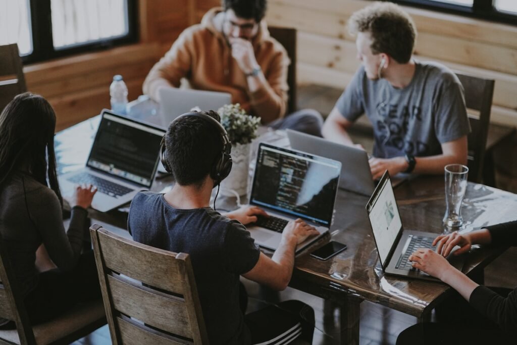Digital agency team working together